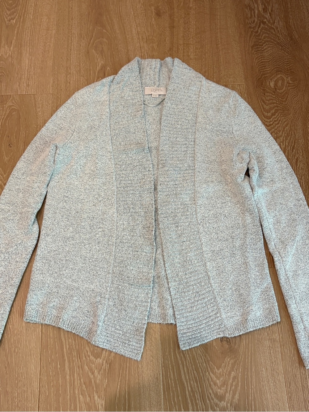 LOFT Women’s XS Open Front Cardigan Sweater Gray Speckled Knit